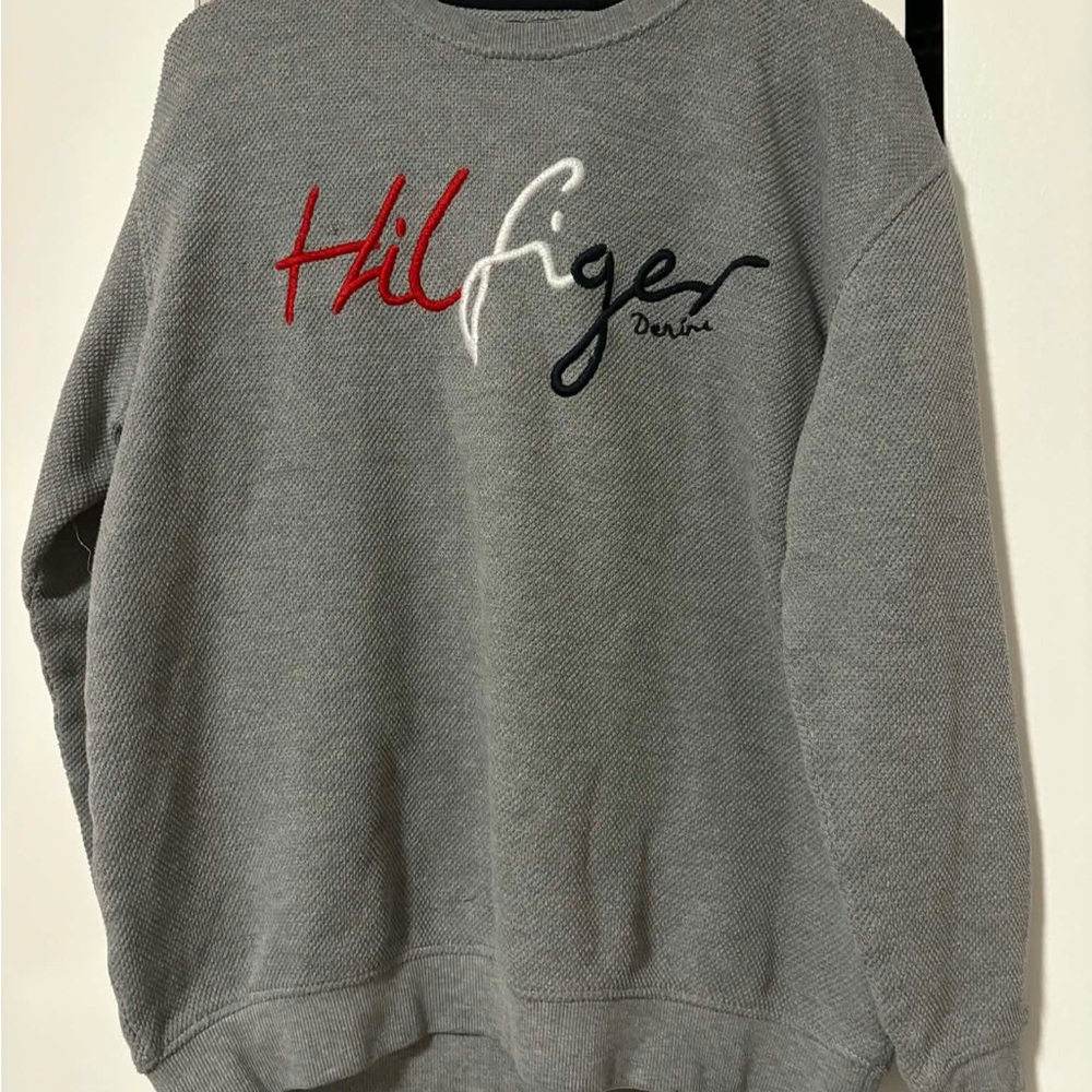 Tommy Hilfiger Gray Crewneck Sweater with Logo